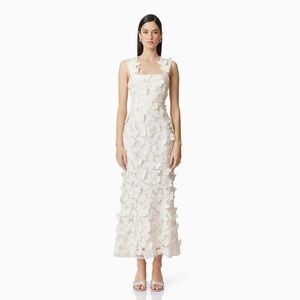 elliatt scarlett ivory cream 3d lux butterfly midi dress